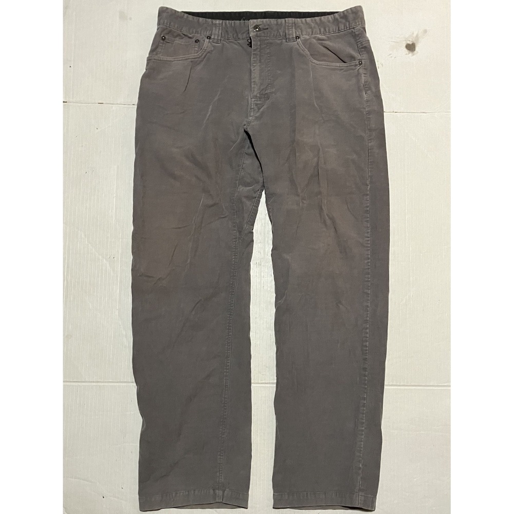 PrAna Corduroy‎ Pants Mens Size 36 X 32 Gray Straight Leg Baggy Skater Outdoor
